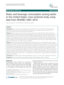 Water and beverage consumption among adults in