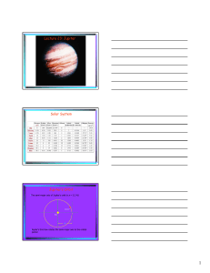 Lecture 23: Jupiter Solar System Jupiter`s Orbit