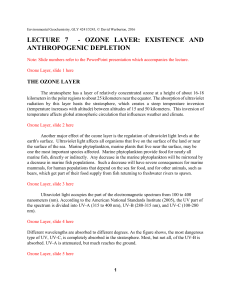 Ozone Layer: Existence and Anthropogenic Depletion