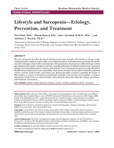 Lifestyle and Sarcopenia—Etiology, Prevention, and Treatment