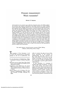 Pressure Measurement: Which Tonometer?