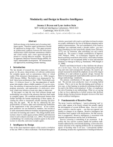 Modularity and Design in Reactive Intelligence