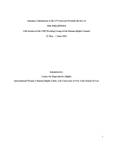 Summary Submission to the UN Universal Periodic Review of the
