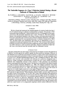 The Nucleotide Sequence of a Type 3 Poliovirus Isolated During a