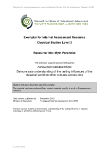 Exemplar for Internal Assessment Resource Classical Studies Level