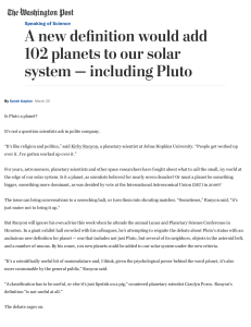 A new deҰnition would add 102 planets to our solar system