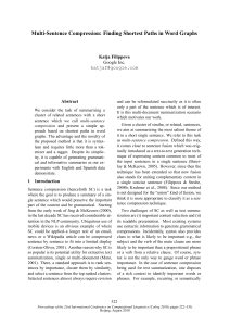 Multi-Sentence Compression: Finding Shortest Paths