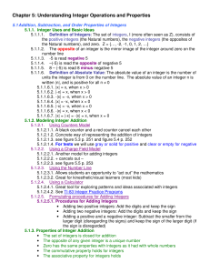 Chapter 5: Understanding Integer Operations and Properties