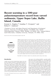 Recent warming in a 500-year palaeotemperature record from