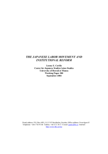 The Japanese Labor Movement and Institutional Reform - S