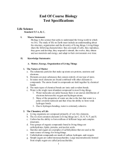 End Of Course Biology Test Specifications Life Science