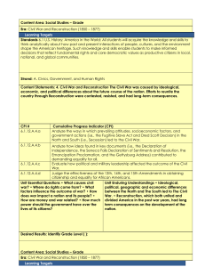 Grades 9-12 Social Studies Learning Targets 6.1.4 Civil War and