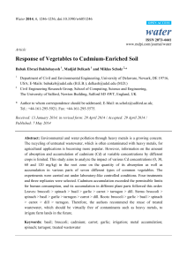 Response of Vegetables to Cadmium-Enriched Soil