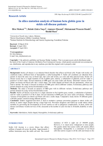 In silico mutation analysis of human beta globin gene in sickle cell