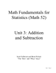 Math Fundamentals for Statistics (Math 52) Unit 3: Addition and