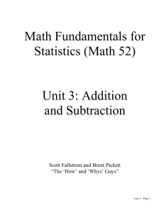 Math Fundamentals for Statistics (Math 52) Unit 3: Addition and
