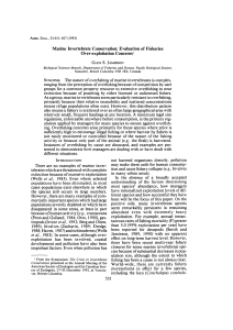 Marine Invertebrate Conservation: Evaluation of Fisheries Over