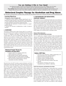 Behavioral Couples Therapy for Alcoholism and Drug - NASW-MA