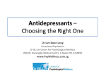 Antidepressants - Dr BL Lim Centre for Psychological Wellness