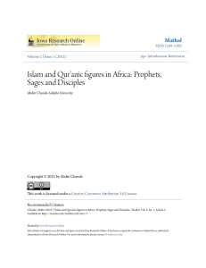 Islam and Qur`anic figures in Africa: Prophets, Sages and Disciples