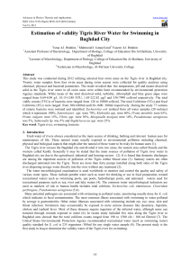 Estimation of validity Tigris River Water for Swimming in Baghdad City