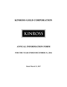 KINROSS GOLD CORPORATION