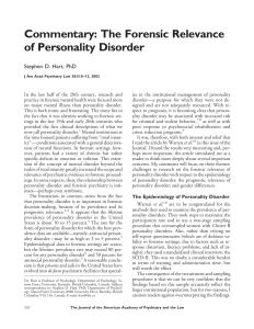 Commentary: The Forensic Relevance of Personality Disorder