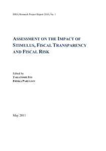 ASSESSMENT ON THE IMPACT OF STIMULUS , FISCAL
