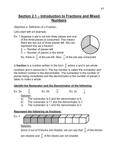 Section 2.1 – Introduction to Fractions and Mixed Numbers