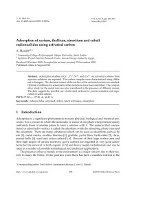 Adsorption of cesium, thallium, strontium and cobalt radionuclides