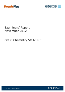 Examiners` Report November 2012 GCSE Chemistry
