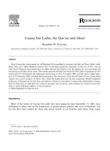 Usama bin Ladin, the Qur`an and Jihad