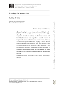 Iraqology: An Introduction - Beytulhikme Felsefe Dergisi