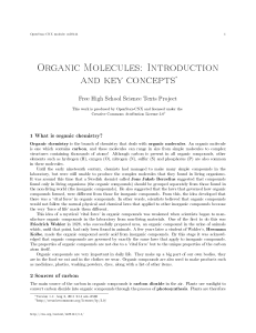 Organic Molecules: Introduction and key concepts