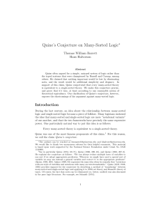 Quine`s Conjecture on Many-Sorted Logic∗ - Philsci