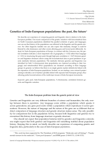 Genetics of Indo-European populations: the past, the future*