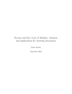 Keynes and Say`s Law of Markets: Analysis and