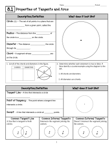 8.1 Properties of Tangents and Arcs