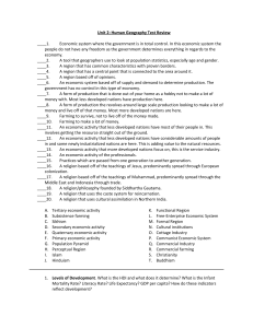 Unit 2: Human Geography Test Review ____1. Economic system