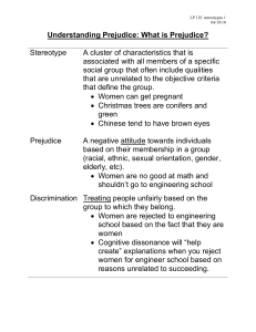 Understanding Prejudice: What is Prejudice? Stereotype A cluster of