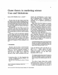 Game Theory in Marketing Science: Uses and