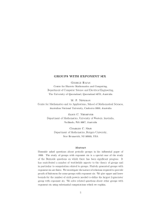 groups with exponent six - (DIMACS) Rutgers