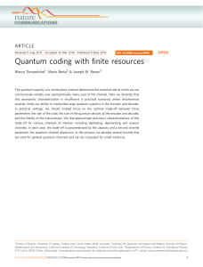 Quantum coding with finite resources