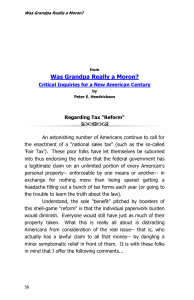 Regarding Tax "Reform"