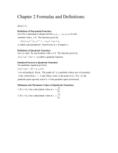 Chapter 2 Formulas and Definitions