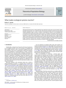 What makes ecological systems reactive?