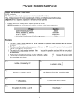 7th Grade Summer Math Packet