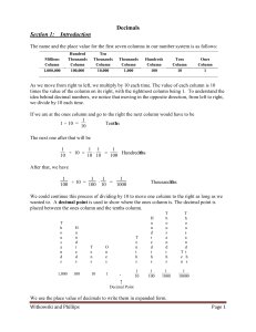 Decimals Packet