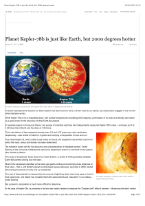 Planet Kepler-78b is just like Earth, but 2000 degrees hotter