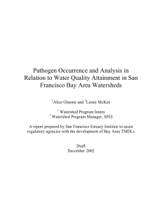 Pathogen Occurrence and Analysis in Relation to Water Quality